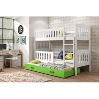 Gyerek emeletes ágy KUBUS kihúzható ággyal 90x200 cm - fehér Zöld